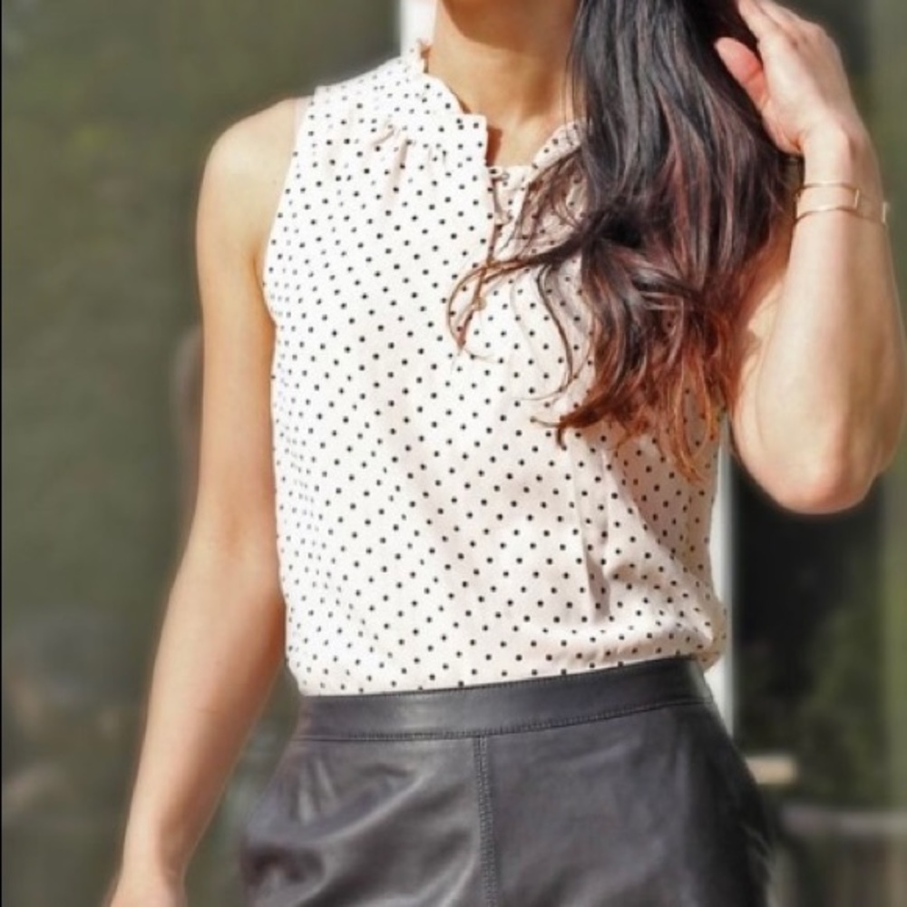 41 Hawthorn polka dot high low blouse sleeveless
